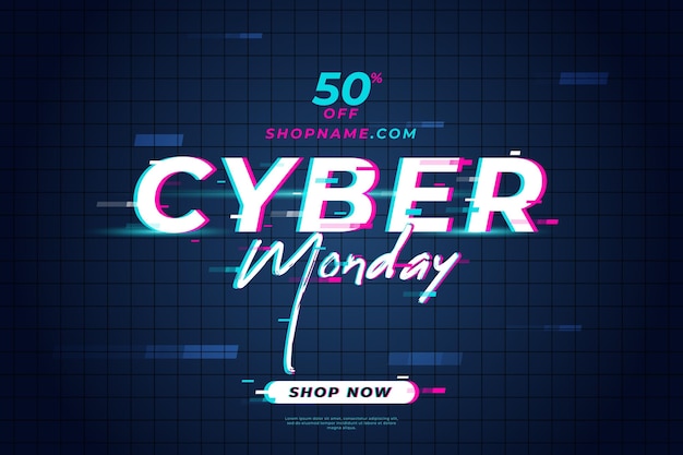 Free vector glitch sale banner cyber monday