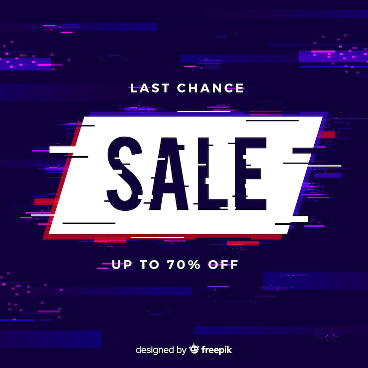 Free Vector glitch sale banners