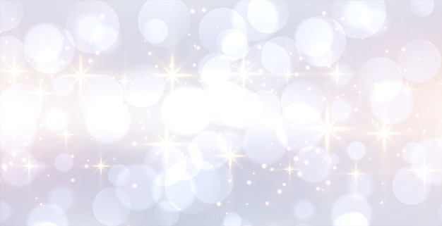 Glitetring white bokeh banner with text space