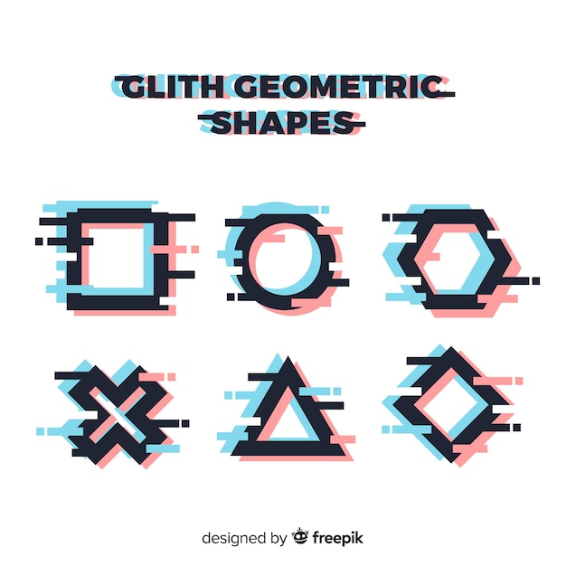 Free vector glith geometric shape collection