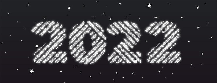 Free Vector glitter 2022 new year number text effect banner