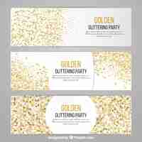 Free vector glitter cards collection with golden color