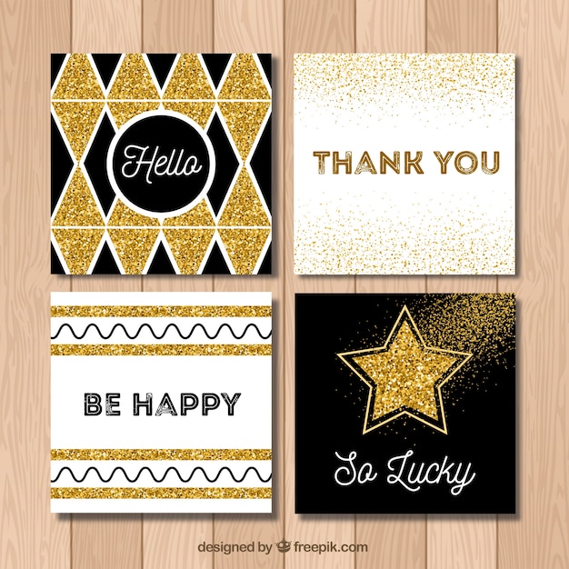 Free vector glitter cards collection with golden color