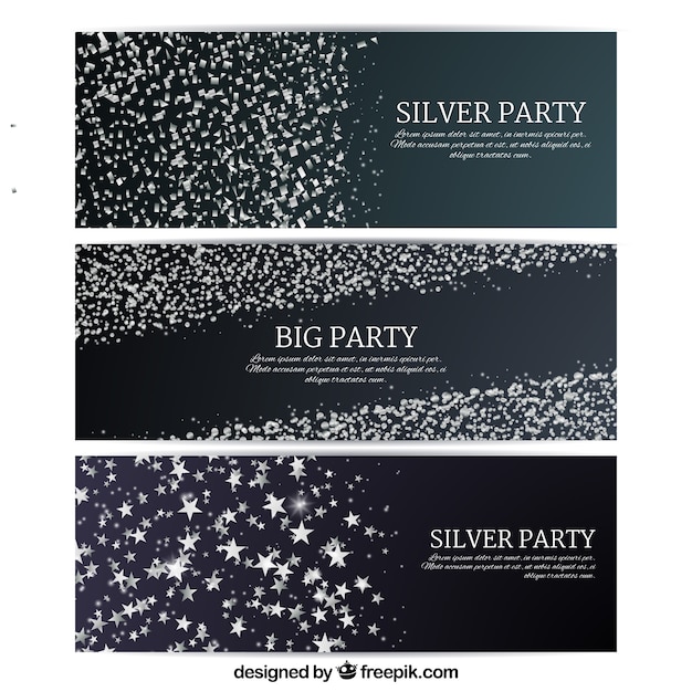 Vettore gratuito collezione di carte glitter con colore argento