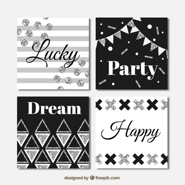 Glitter cards collection with silver color