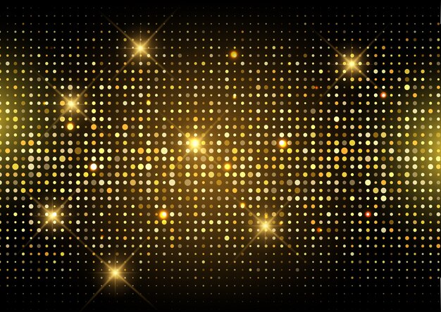 Glitter gold disco lights background 