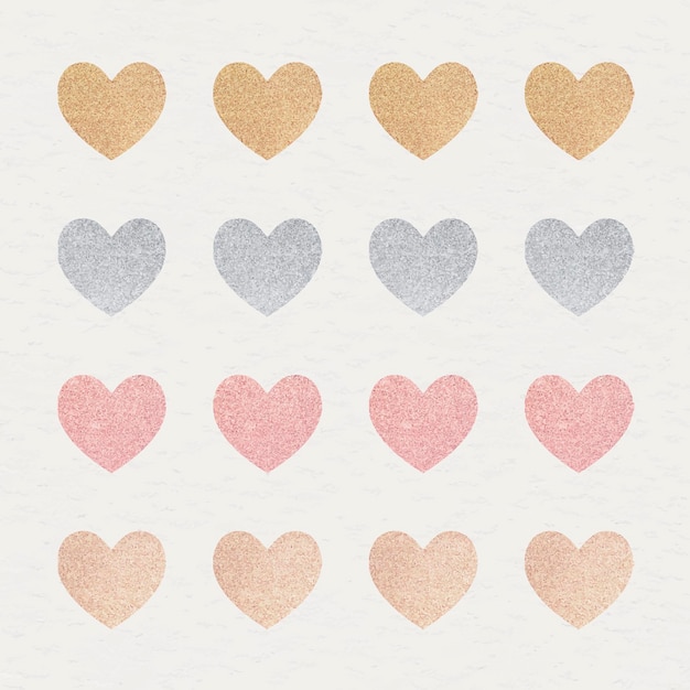 Бесплатное векторное изображение Блестящие сердечные наклейки набор векторов