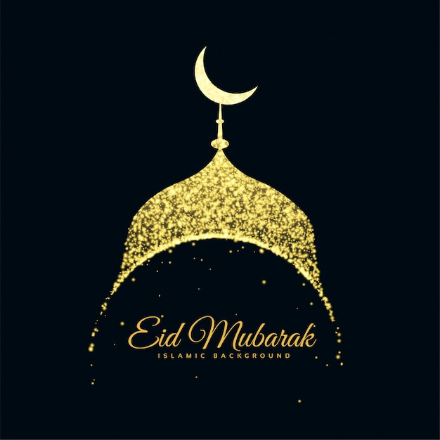 Free vector glitter mosque eid mubarak background