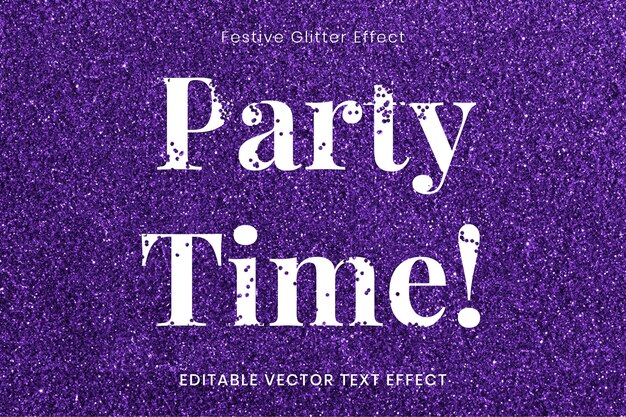 Блеск вечеринка время редактируемый текстовый эффект шаблон вектор