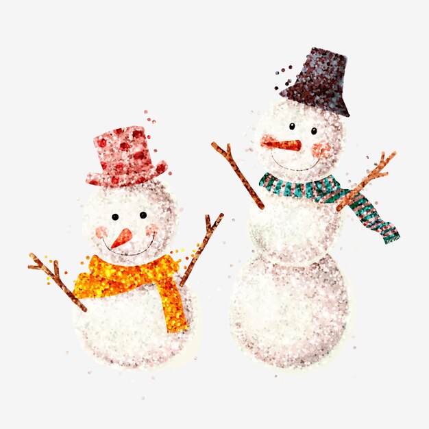 Glitter snowman smiling isolated