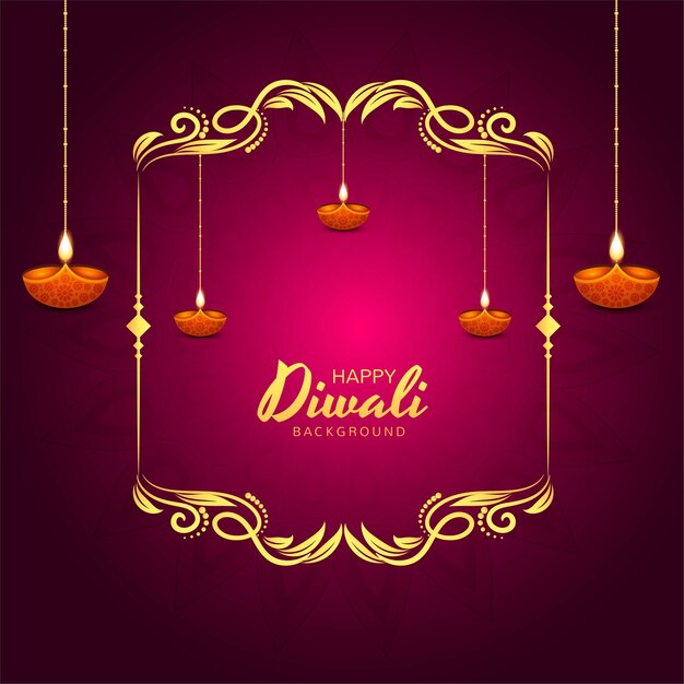 Glittering religious diwali festival beautiful lamps background