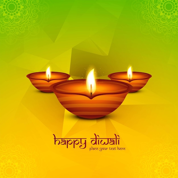 Glittering religious diwali festival beautiful lamps background