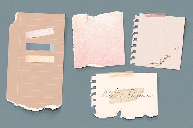 Glittery earth tone note paper template set