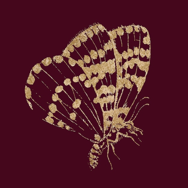 Free vector glittery gold butterfly animal sticker