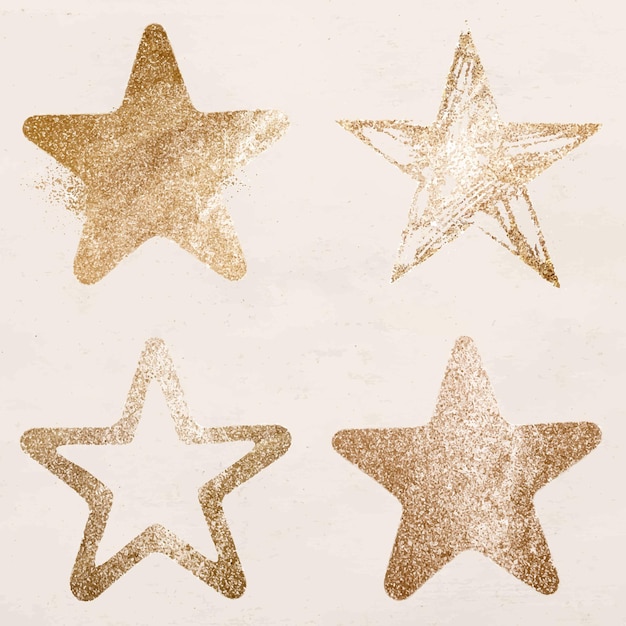 Glittery gold star icon set