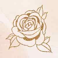 Free vector glittery golden rose flower outline sticker overlay vector