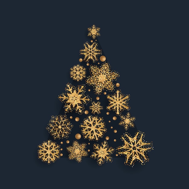 キラキラのスノーフレーククリスマスツリー