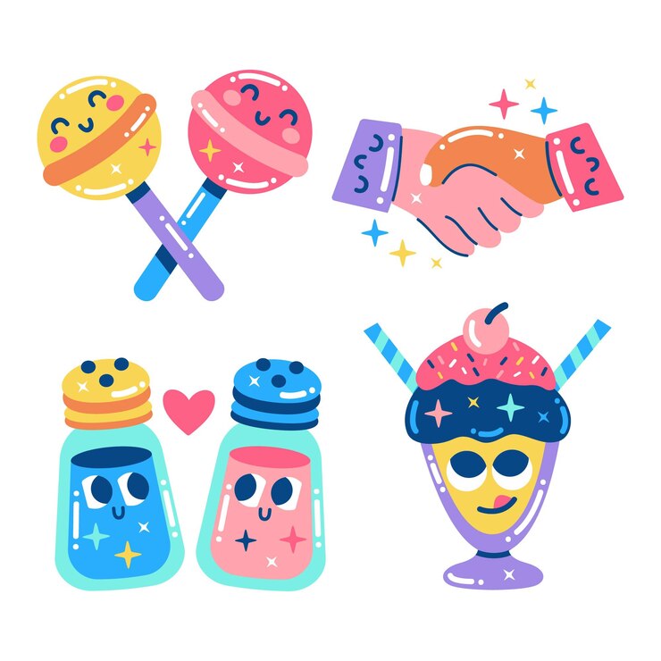 무료 Vector glitzy 가장 친한 친구 스티커 컬렉션