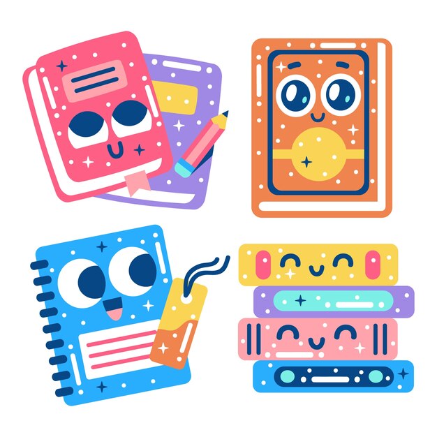 Various Kawaii Cute Stationery Set School Supplies Illustration Stock  Vector - Illustration of machine, concept: 213972969