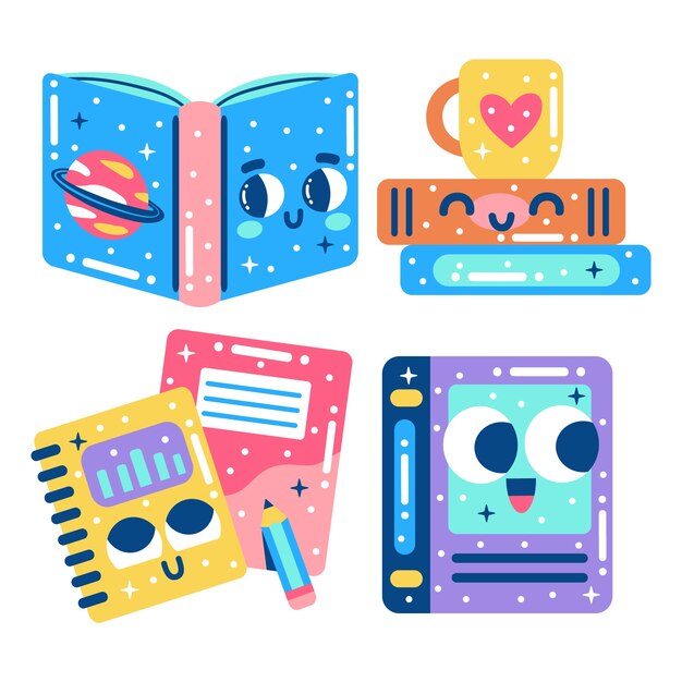 Free Vector glitzy books stickers
