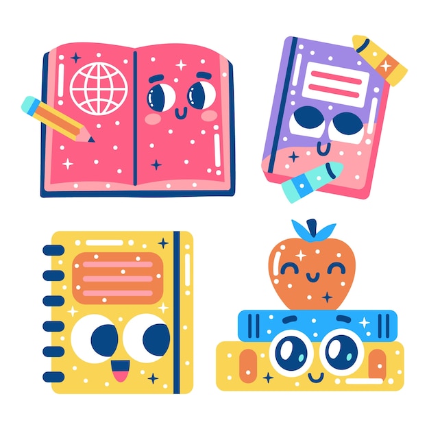 Free vector glitzy books stickers