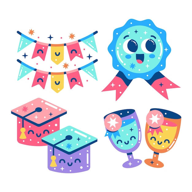Free Vector glitzy education stickers set
