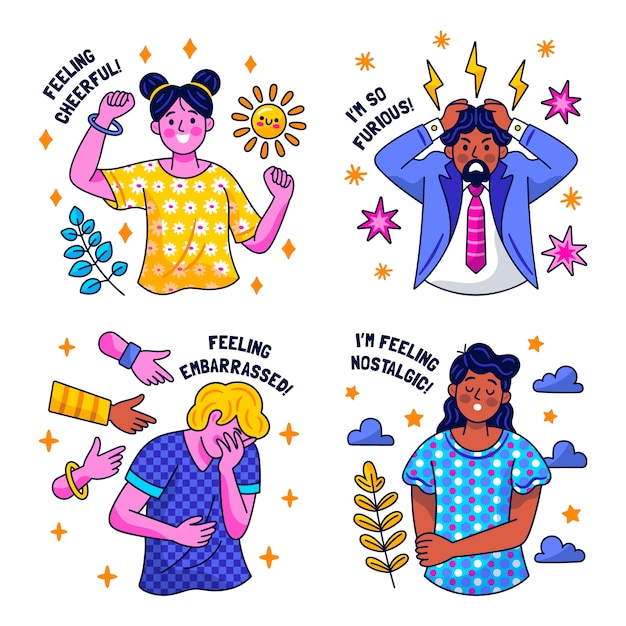 Glitzy emotions stickers cllection