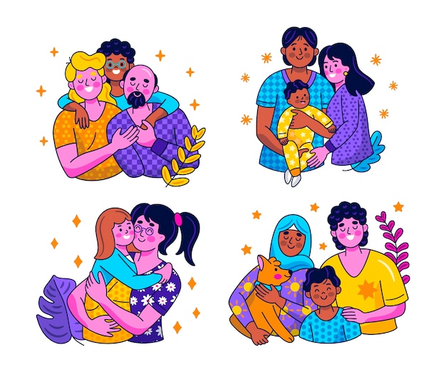 Glitzy family stickers collection