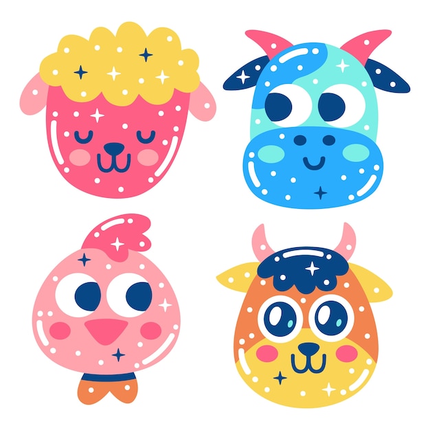 Glitzy farm animals stickers