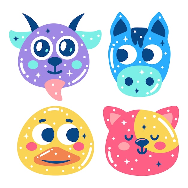 Free vector glitzy farm animals stickers