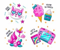 Free vector glitzy feminine stickers collection