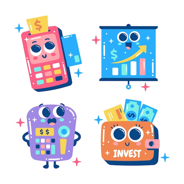 Free vector glitzy finance stickers collection