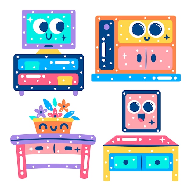 Free vector glitzy furniture stickers collection