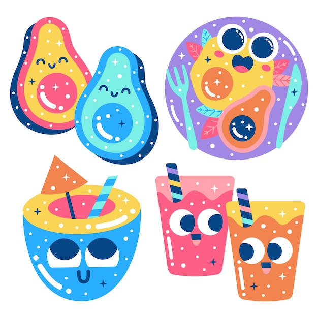 Glitzy healthy food sticker set