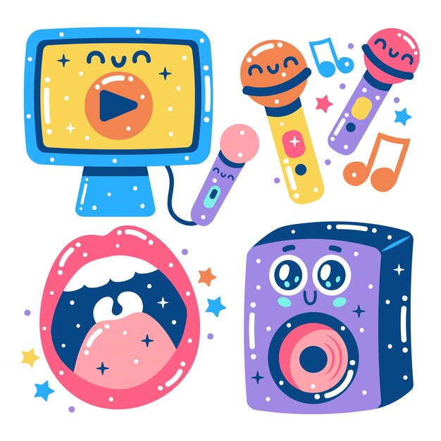 Glitzy karaoke stickers collection