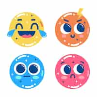 Free vector glitzy and kawaii smiley faces collection