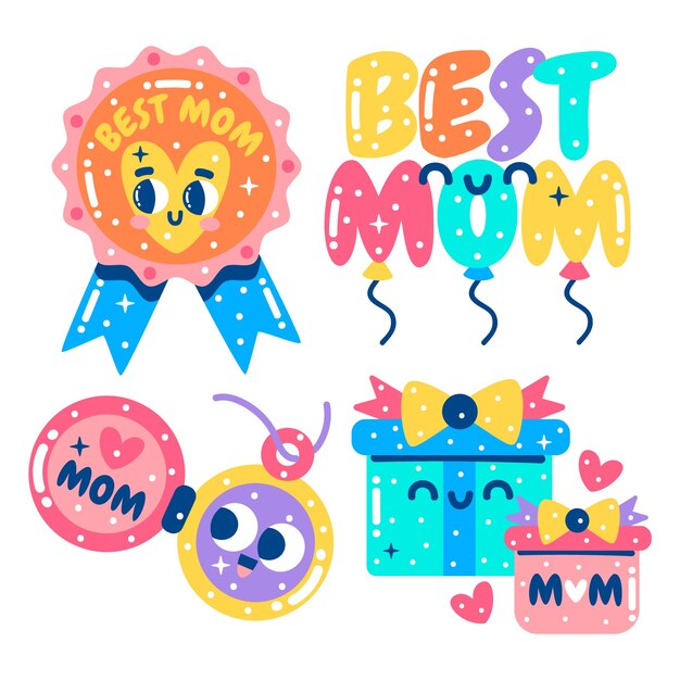 Free vector glitzy mother's day stickers