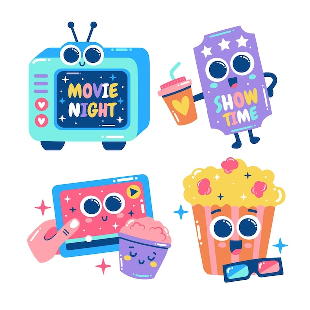 Free vector glitzy movies lovers pack