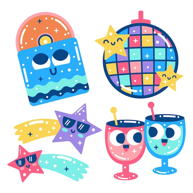 Free vector glitzy night party stickers