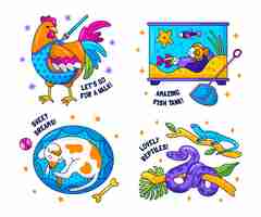 Free vector glitzy pet stickers set