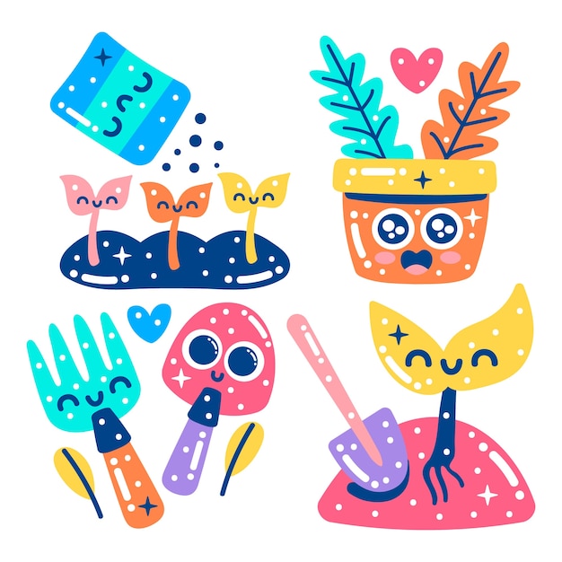 Free vector glitzy plant care stickers