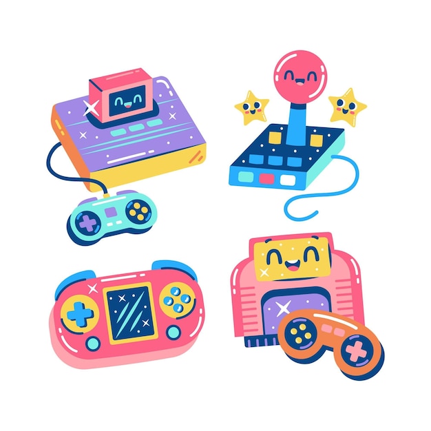 Glitzy retro games stickers collection