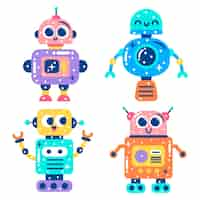 Free vector glitzy robot stickers collection