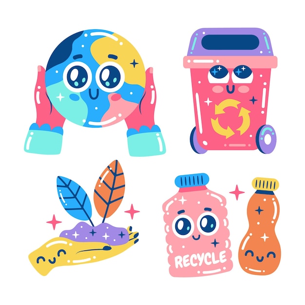 Free vector glitzy save the earth sticker collection