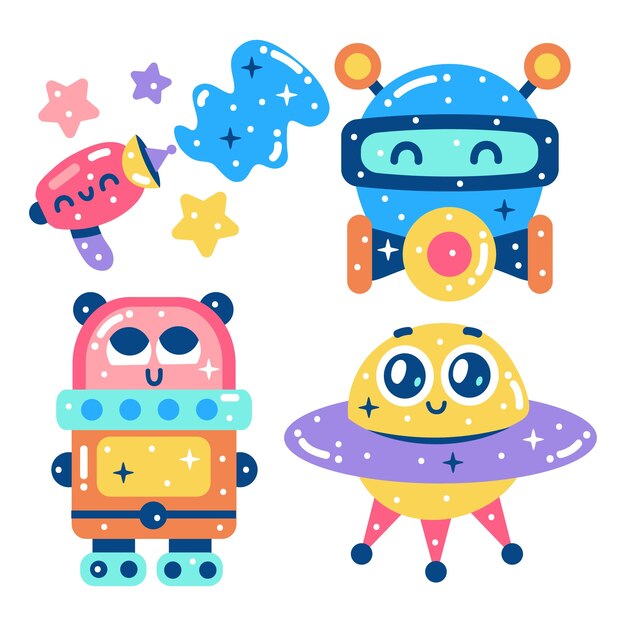 Glitzy science fiction stickers