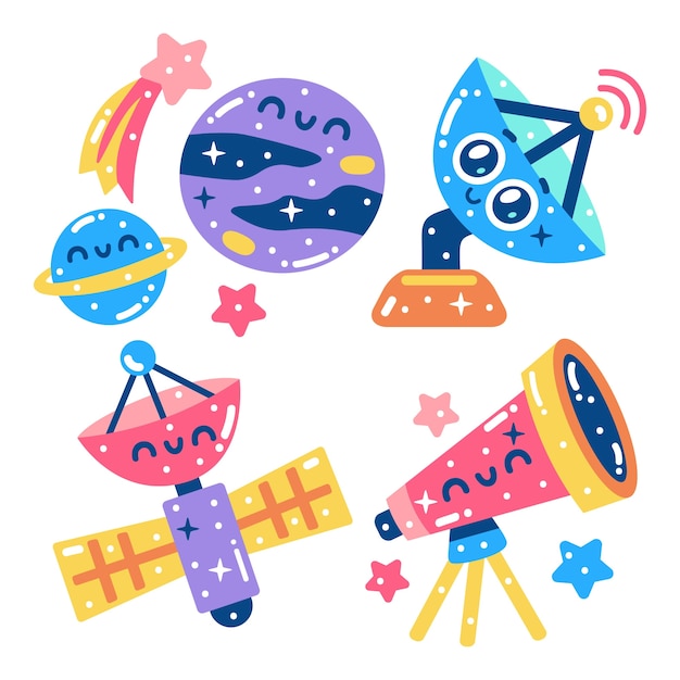 Free vector glitzy science fiction stickers