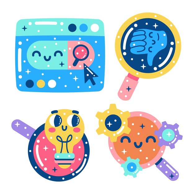 Glitzy searching stickers