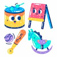 Free vector glitzy traditional children's games stickers collection