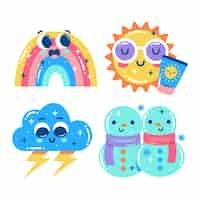 Free vector glitzy weather stickers set