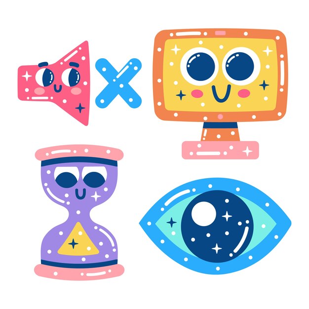 Free Vector glizty essentials stickers collection